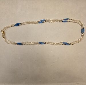 Blue and White Beaded Necklace
